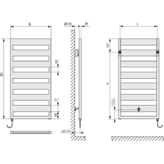 Koupelnové trubkové elektrické těleso Kermi Casteo-E elektrosada WKS vlevo, 1533 x 750 mm, bílé