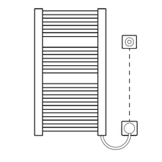 Těleso koupelnové trubkové elektrické Kermi Duett-E 1188 x 484 mm, elektrosada WKS vpravo 800W, stříbrné