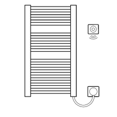 Těleso koupelnové trubkové elektrické Kermi Duett-E 1188 x 484 mm, elektrosada WFS vpravo 800W, stříbrné