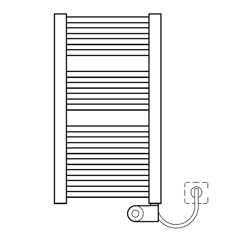 Těleso koupelnové trubkové elektrické Kermi Duett-E 1188 x 484 mm, elektrosada FKS vpravo 800W, stříbrné