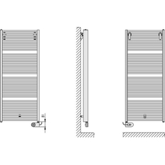 Těleso koupelnové trubkové elektrické Kermi Duett-E 1188 x 484 mm, elektrosada FKS vpravo 800W, stříbrné