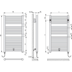 Těleso koupelnové trubkové elektrické Kermi Geneo circle-E 810 x 431 mm, elektrosada WFS vpravo 400 W, bílé