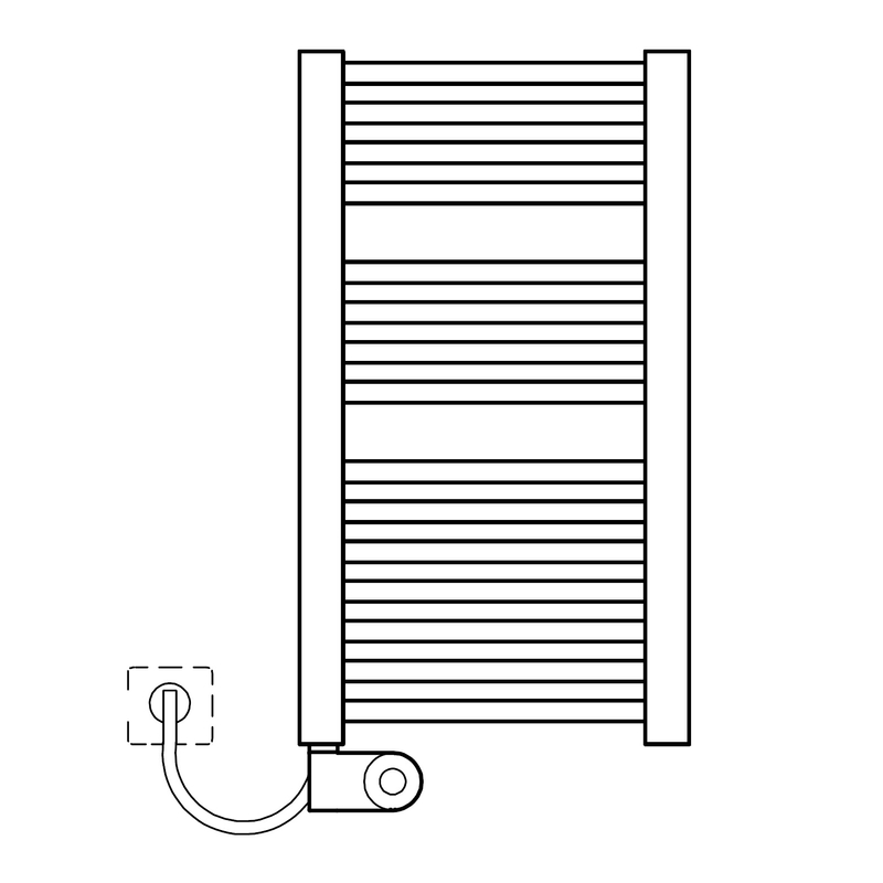 Těleso koupelnové trubkové elektrické Kermi Geneo circle-E 810 x 431 mm, elektrosada FKS vlevo 400 W, bílé