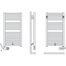 Těleso koupelnové trubkové elektrické Kermi Geneo circle-E 810 x 431 mm, elektrosada FKS vlevo 400 W, bílé