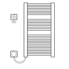 Těleso koupelnové trubkové elektrické Kermi Geneo circle-E 810 x 580 mm, elektrosada WFS vlevo 400 W, bílé