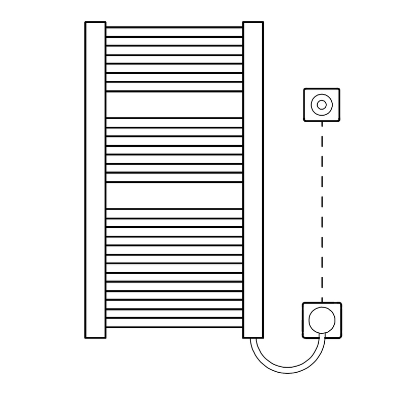 Těleso koupelnové trubkové elektrické Kermi Geneo circle-E 1798 x 580 mm, elektrosada WKS vpravo 1200 W, stříbrné