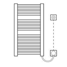 Těleso koupelnové trubkové elektrické Kermi Geneo circle-E 1798 x 580 mm, elektrosada WKS vpravo 1200 W, stříbrné