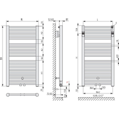 Těleso koupelnové trubkové Kermi Geneo circle 810 x 431 mm, středové připojení, 353 W, stříbrné