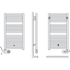 Těleso koupelnové trubkové elektrické Kermi Geneo quadris-E 814 x 447 mm, elektrosada FKS vpravo 400 W, stříbrné