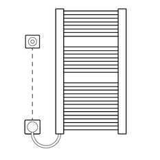 Těleso koupelnové trubkové elektrické Kermi Geneo quadris-E 814 x 596 mm, elektrosada WKS vlevo 400 W, bílé