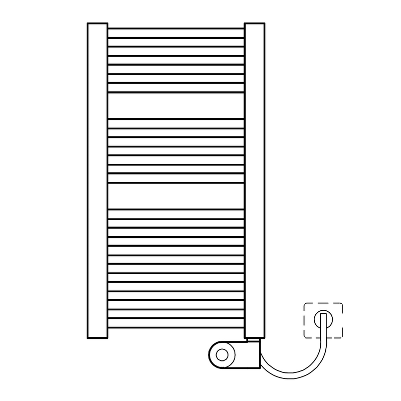 Těleso koupelnové trubkové elektrické Kermi Geneo quadris-E 1494 x 746 mm, elektrosada FKS vpravo 1200 W, stříbrné