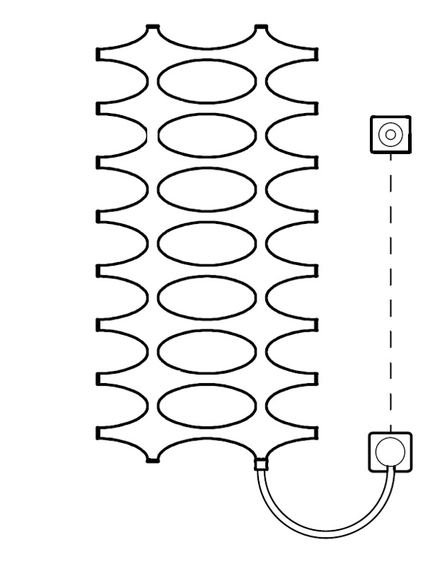 Těleso koupelnové designové elektrické Kermi Ideos-E 1526 x 508 mm, elektrosada WKS vpravo 600 W, stříbrné