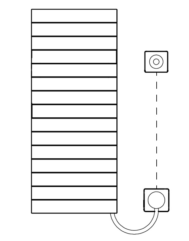 Těleso koupelnové designové elektrické Kermi Tabeo-E elektrosada WKS vpravo 600 W, 1197 x 500 mm, bílé