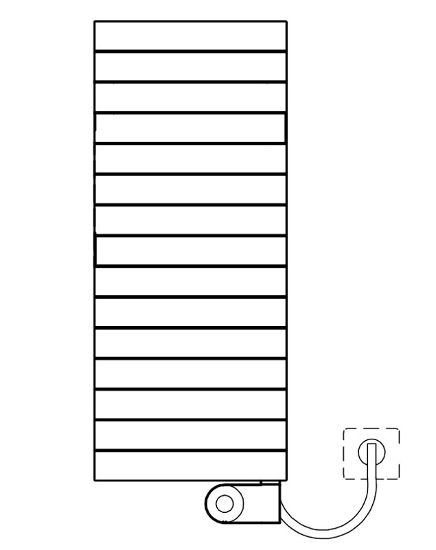 Těleso koupelnové designové elektrické Kermi Tabeo-E elektrosada FKS vpravo 600 W, 1197 x 500 mm, bílé