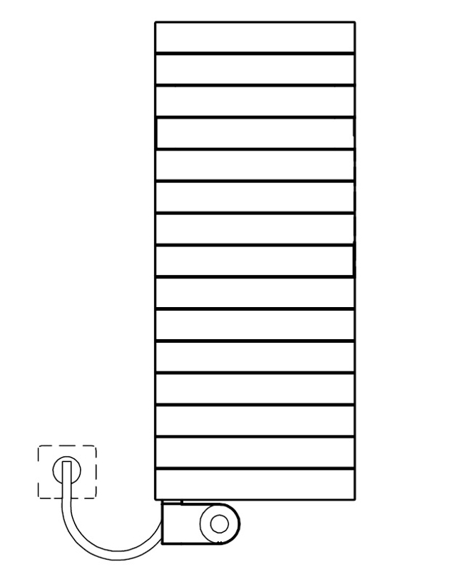 Těleso koupelnové designové elektrické Kermi Tabeo-E elektrosada FKS vlevo 600 W, 1197 x 500 mm, stříbrné