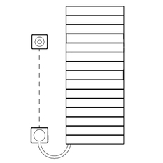 Těleso koupelnové designové elektrické Kermi Tabeo-E elektrosada WKS vlevo 800 W, 1197 x 600 mm, bílé