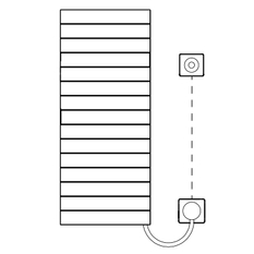 Těleso koupelnové designové elektrické Kermi Tabeo-E elektrosada WKS vpravo 1500 W, 1757 x 750 mm, stříbrné