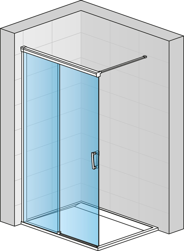 Pevná stěna Ronal Cadura samostatná s posuvným dílem - montáž vlevo 1100 x 2000 mm, černá matná/sklo čiré