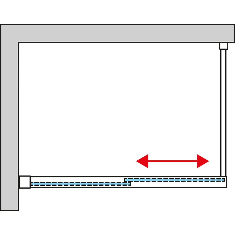 Pevná stěna Ronal Cadura samostatná s posuvným dílem - montáž vlevo 1100 x 2000 mm, černá matná/sklo čiré