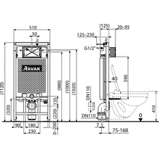 WC modul Ravak G II/112 do sádrokartonu