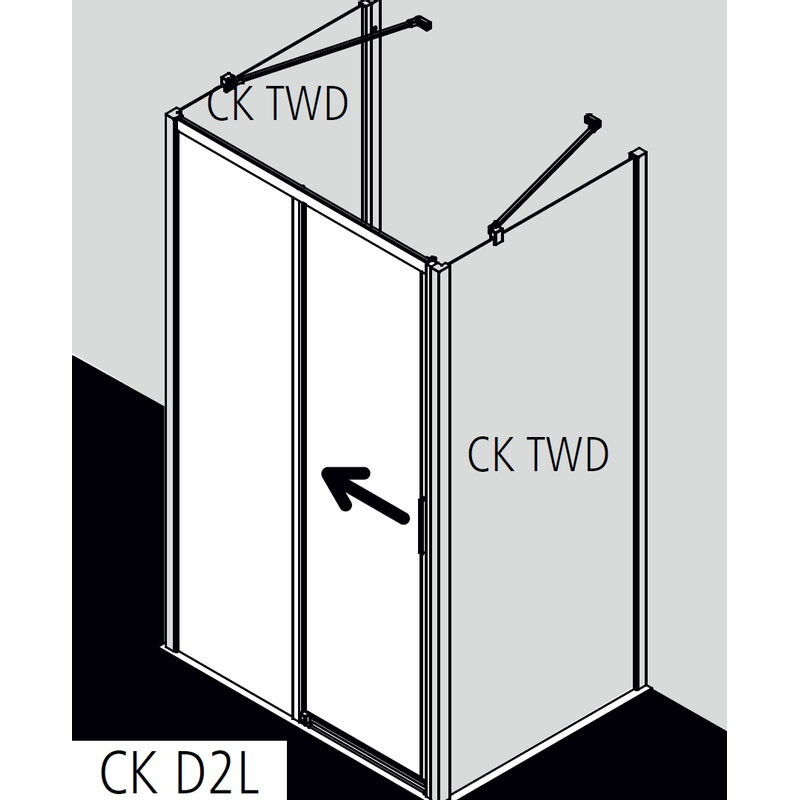 Dveře posuvné 2-dílné bezbariérové s pevným polemKermi Cada XS CKD2L levé bílé, čiré ESG sklo s úpravou CADAclean 150 x 200 cm