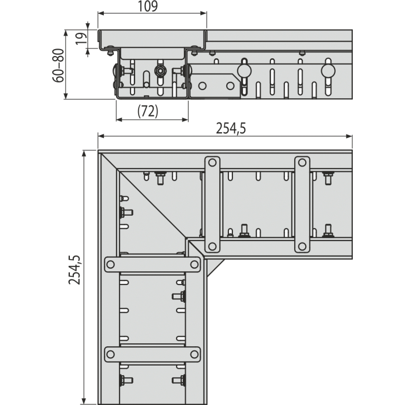 Drenážní žlab Alcadrain (Alcaplast) rohový 100 mm nastavitelný, pozinkovaná ocel ADZ102VR