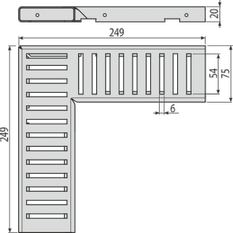 Rošt Alcadrain (Alcaplast) pro drenážní žlab rohový 75 mm, pozinkovaná ocel ADZ-R102R