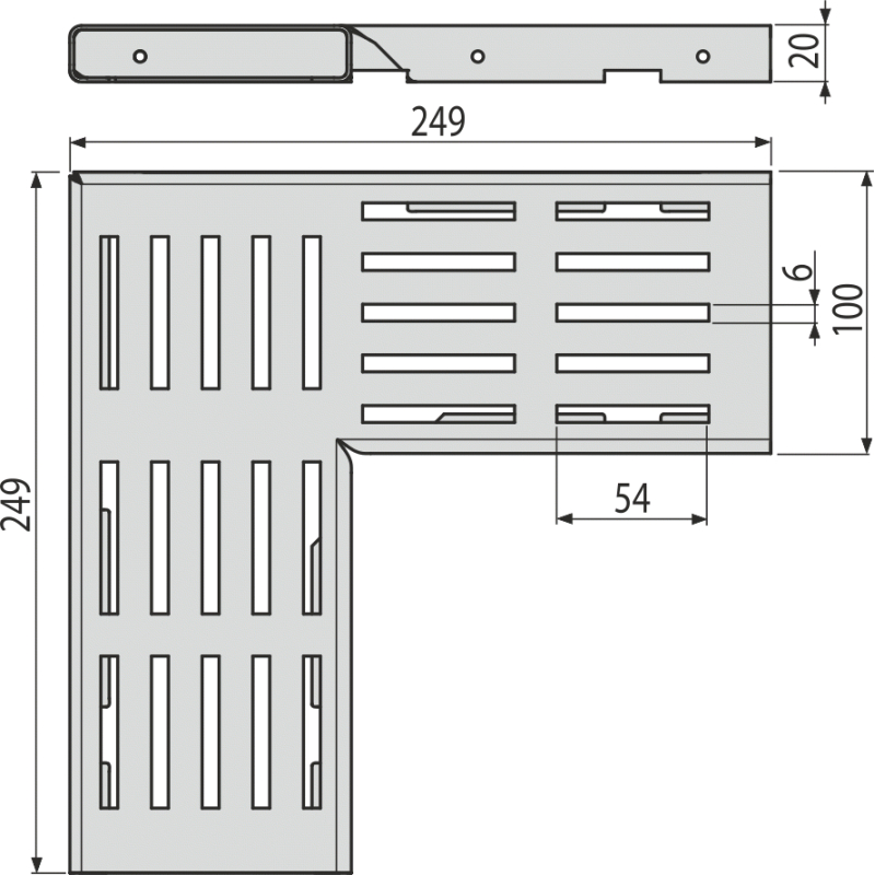 Rošt Alcadrain (Alcaplast) pro drenážní žlab rohový 100 mm, pozinkovaná ocel ADZ-R121R