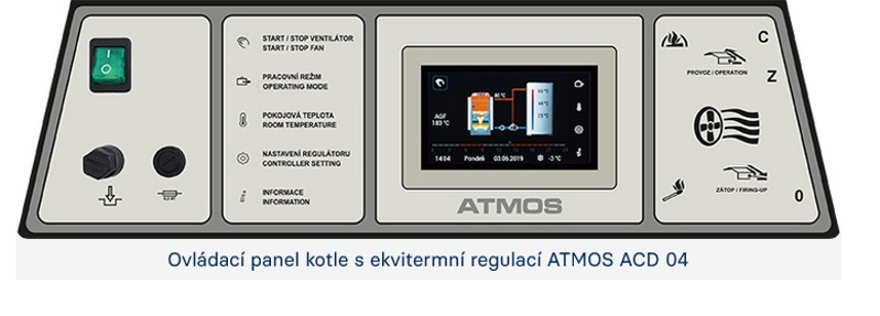 Kotel zplynovací na dřevo Atmos Dřevoplyn DC25S s regulátorem ACD04, pravý, SVT 931