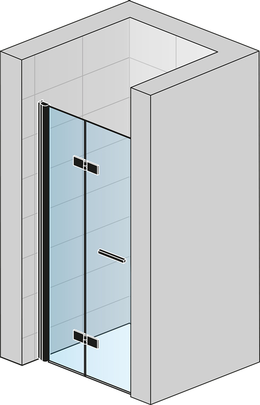 Dvoudílné skládací dveře Ronal Solino levé / 1 strana rohového vstupu 800 x 2000 mm, černá matná/sklo čiré