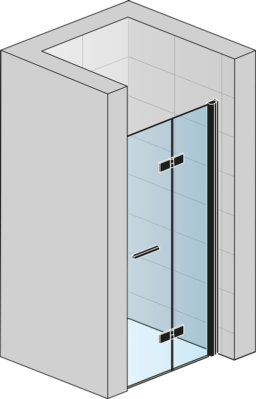 Dvoudílné skládací dveře Ronal Solino pravé / 1 strana rohového vstupu 800 x 2000 mm, černá matná/sklo čiré