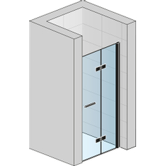 Dvoudílné skládací dveře Ronal Solino pravé / 1 strana rohového vstupu 800 x 2000 mm, černá matná/sklo čiré