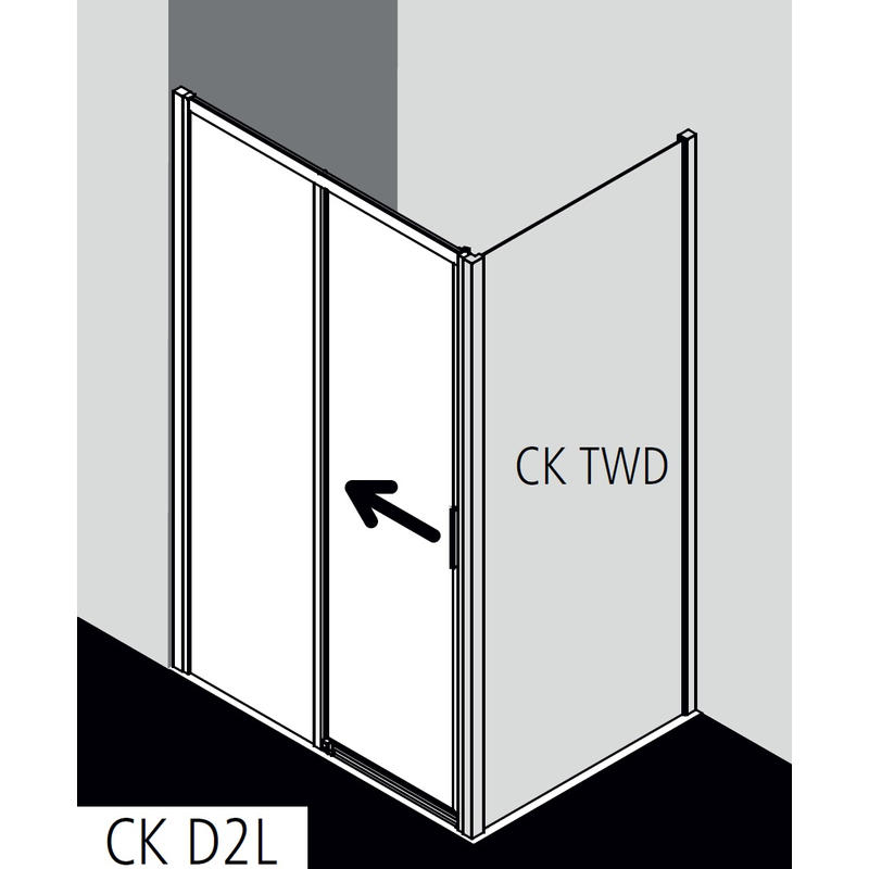 Dveře posuvné 2-dílné bezbariérové s pevným polemKermi Cada XS CKD2L levé stříbrné vysoký lesk, čiré ESG sklo s úpravou CADAclean 160 x 200 cm