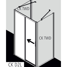 Dveře posuvné 2-dílné bezbariérové s pevným polemKermi Cada XS CKD2L levé stříbrné vysoký lesk, čiré ESG sklo s úpravou CADAclean 160 x 200 cm