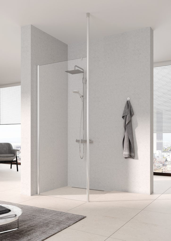 Zástěna Walk-In Wall Kermi Pega PETWP stříbrná vysoký lesk, čiré ESG sklo s úpravou 120 x 200 cm