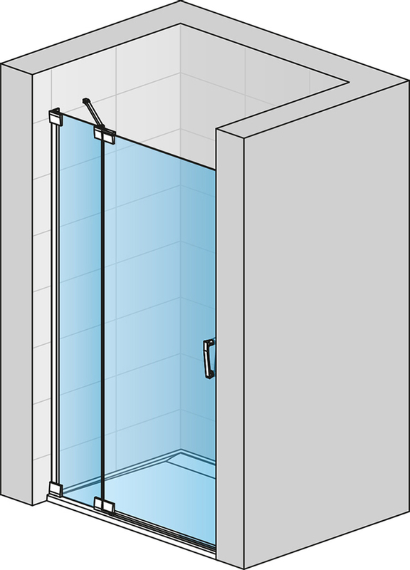 Jednokřídlé dveře Ronal Cadura s pevnou stěnou v rovině - panty vlevo / 1 strana rohového vstupu 800 x 2000 mm, černá matná/sklo čiré