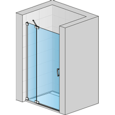 Jednokřídlé dveře Ronal Cadura s pevnou stěnou v rovině - panty vlevo / 1 strana rohového vstupu 800 x 2000 mm, černá matná/sklo čiré