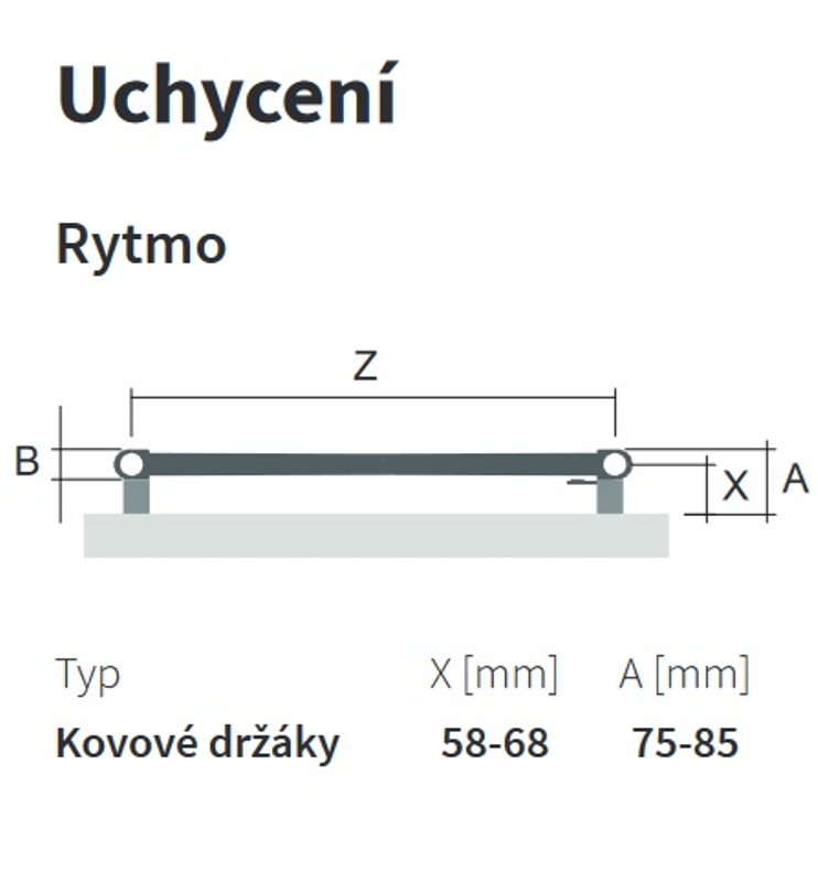 Těleso trubkové s poličkou Isan Rytmo s háčky 1575 x 600 mm, 745 W, středové připojení, sněhově bílá RAL 9016