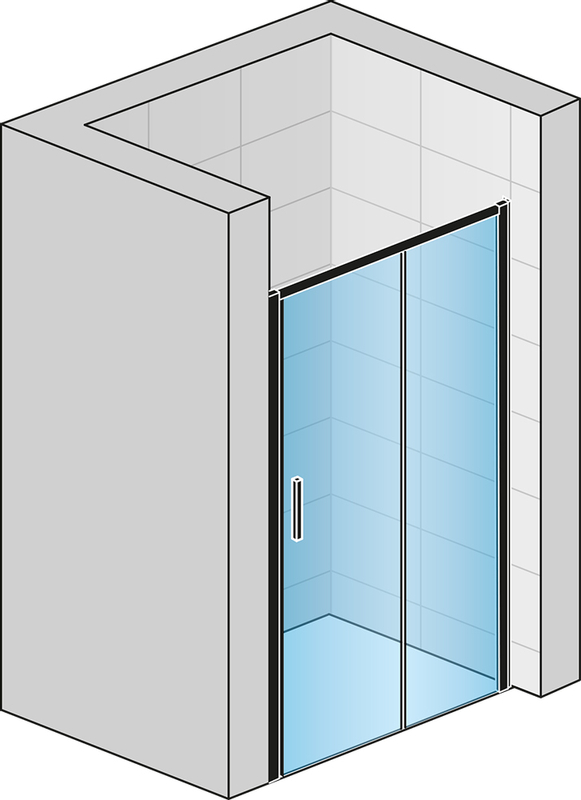 Jednodílné posuvné dveře Ronal Top - Line S s pevnou stěnou v rovině pravé 1400 x 2000 mm, černá matná/sklo čiré