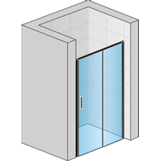 Jednodílné posuvné dveře Ronal Top - Line S s pevnou stěnou v rovině pravé 1400 x 2000 mm, černá matná/sklo čiré