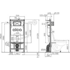 Předstěnový instalační systém Alcadrain (Alcaplast) pro suchou instalaci (do sádrokartonu) AM101/1120F