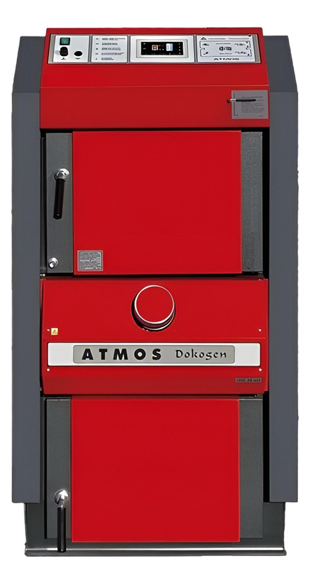 Kotel zplynovací na dřevo Atmos Dokogen DC25GD s regulátorem ACD04 a automatickým zapalováním, pravý, SVT 20005