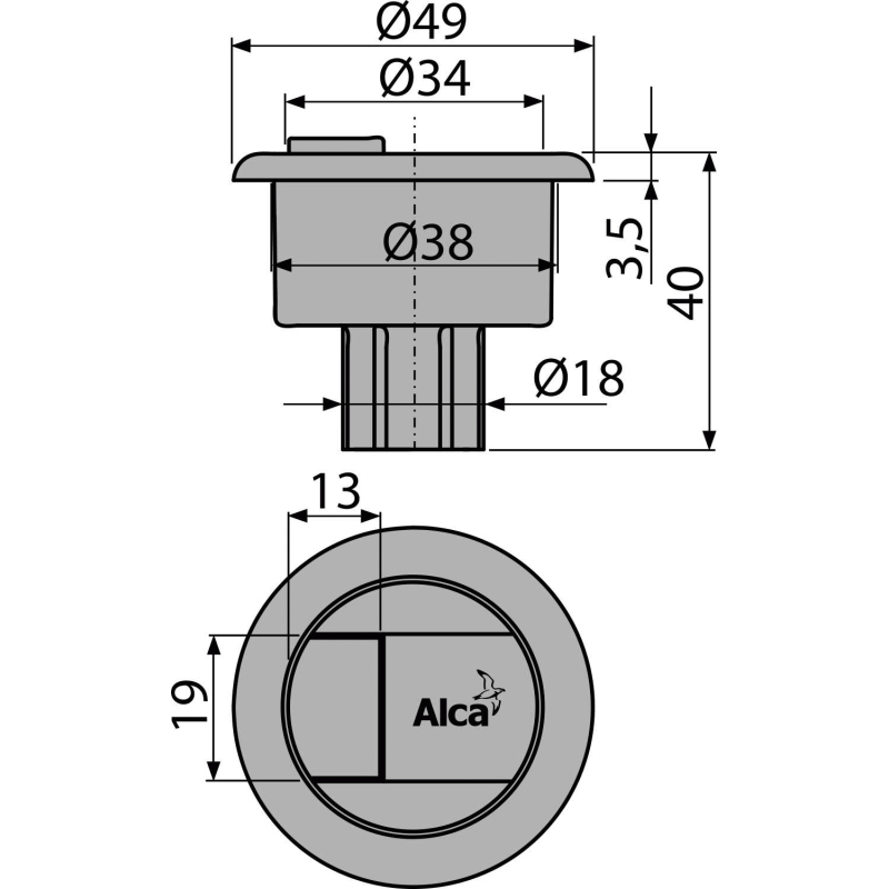 Tlačítko kompletní Alcadrain (Alcaplast) chrom (A08A) V0296-ND