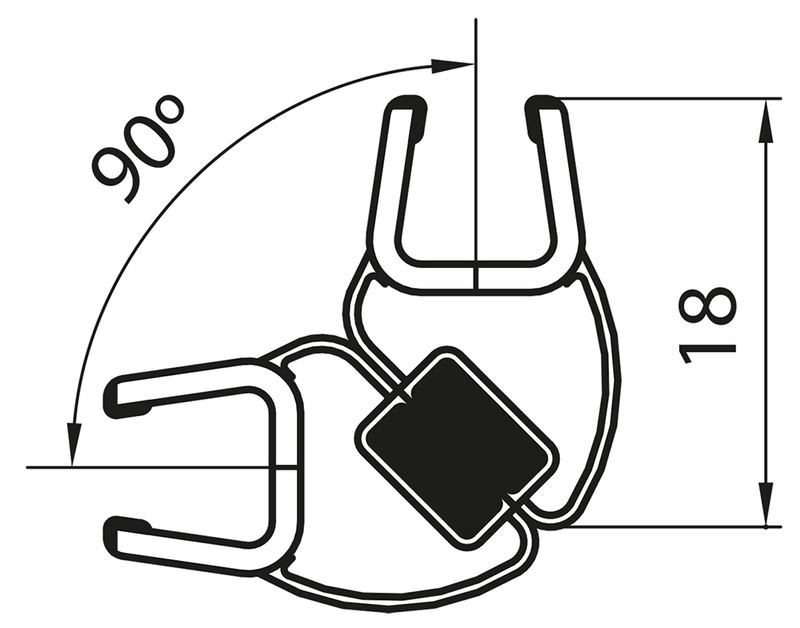 Svislé magnetické těsnění Ronal 90° pro 6 mm sklo, set 5 párů