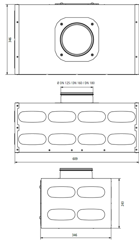 Rozdělovač/Sběrač Kermi x-well VMF 4 DN125 pro ploché potrubí 132 x 52 mm