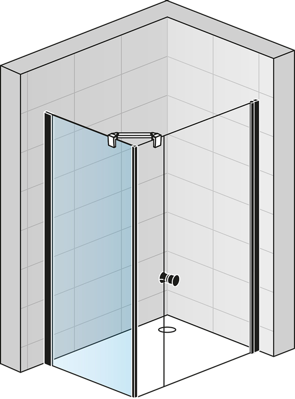 Boční stěna Ronal Solino v 90° 1000 x 2000 mm, černá matná/sklo čiré