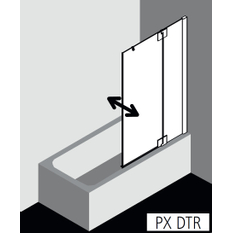 Zástěna vanová s kyvným křídlem a pevným polem Kermi Pasa XP PXDTR pravá, stříbrná vysoký lesk/čiré ESG sklo s úpravou KermiCLEAN 90 x 150 cm
