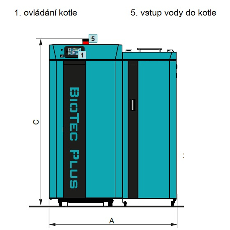 Kotel ocelový teplovodní kombinovaný na dřevo a pelety Centrometal BioTec-Plus 25 kW