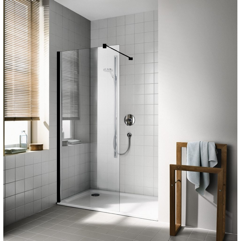 Zástěna Walk-in Wall Kermi Cada XS CKTWF černá, čiré ESG sklo s úpravou CADAclean 50 x 200 cm