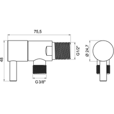 Novaservis Rohový ventil keramický s krytkou a kovovou pákou 1/2x3/8 Z295-BL